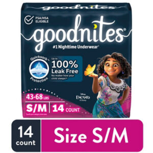 Goodnites Girls' Nighttime Bedwetting Underwear Size S/M (43-68 lbs) - 14 Count
