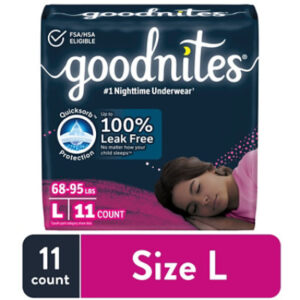 Goodnites Girls' Nighttime Bedwetting Underwear Size Large (68-95 lbs) - 11 Count
