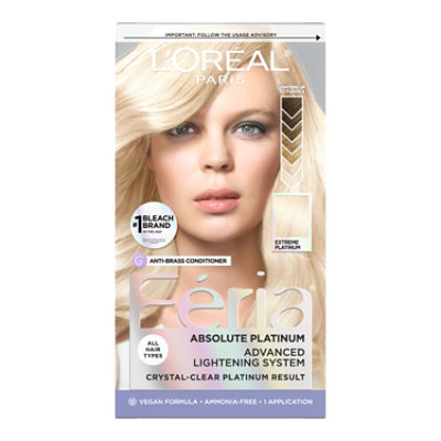 L'Oreal Paris Feria Lightening System with Anti-Brass Conditioner Extreme Platinum Kit - Each