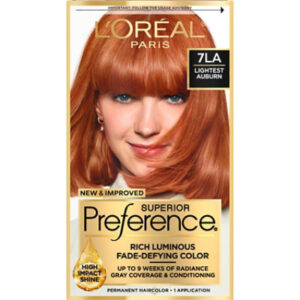 L'Oreal Paris Superior Preference Fade-Defying Permanent Hair Color 7LA Lightest Auburn Kit - Each