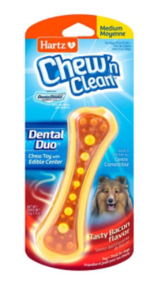 Hartz Chew n Clean Toy Treat For Dogs Bacon Flavor Medium - Each