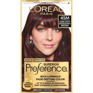 L'Oreal Paris Superior Preference Permanent Hair Color 4SM Dark Soft Mahogany Brown Kit - Each