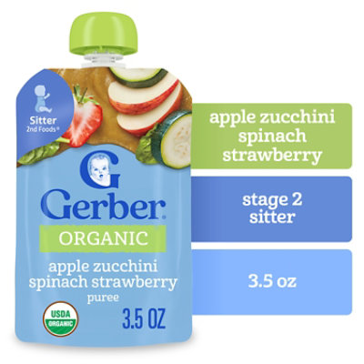 Gerber 2nd Foods Organic Apple Zucchini Spinach Strawberry Baby Food Pouch - 3.5 Oz