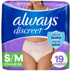 Always Discreet Incontinence Underwear for Women Maximum Absorbency S/M - 19 Count