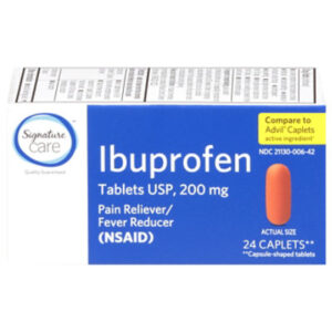 Signature Select/Care Ibuprofen Pain Reliever Fever Reducer USP 200mg NSAID Tablet Blue - 24 Count