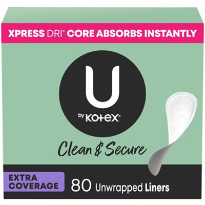 U by Kotex Clean & Secure Light Absorbency Extra Coverage Panty Liners - 80 Count