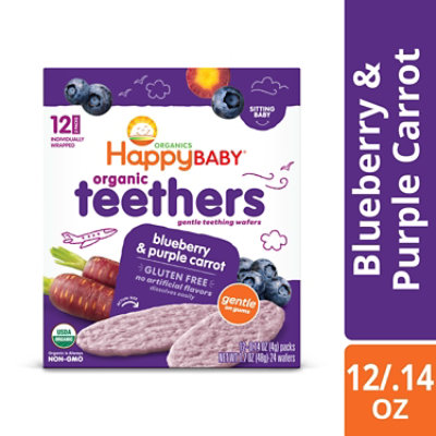 Happy Baby Organics Teether Crackers Blueberry & Purple Carrot - 12-0.14 Oz