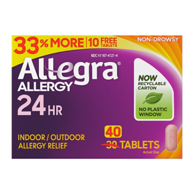 Allegra Adult 24HR Non-Drowsy Antihistamine Allergy Tablets - 40 Count