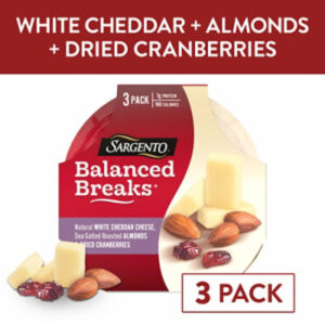 Sargento Balanced Breaks Snacks White Cheddar Cheese Roasted Almonds Dried Cranberries - 3-1.5 Oz