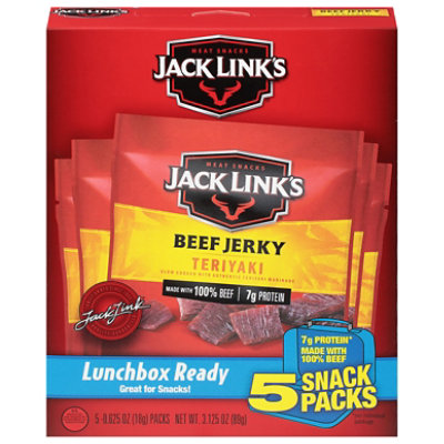 Jack Links Beef Jerky Teriyaki Lunch Packs - 5-0.625 Oz