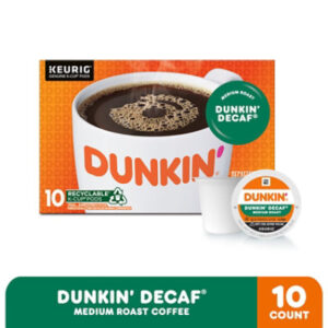 Dunkin Donuts Coffee K-Cup Pods Medium Roast Decaffeinated Dunkin Decaf - 10-0.37 Oz