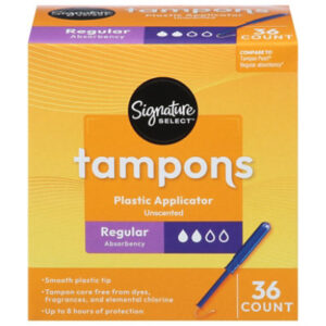 Signature Select/Care Premium Plastic Regular Absorbency Tampons - 36 Count