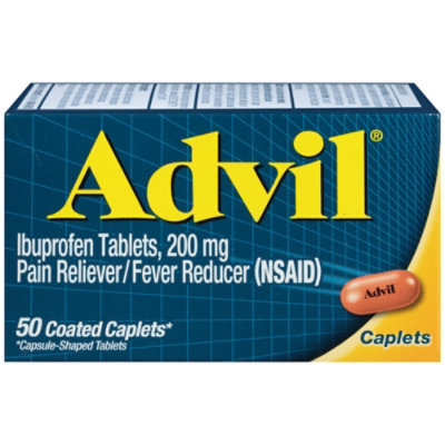 Advil Pain Reliever Fever Reducer 200mg Ibuprofen Coated Caplets - 50 Count
