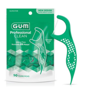 GUM Professional Clean Extra Strong Shred Resistant Easy Grip Handle Floss Picks - 90 Count