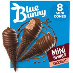 Blue Bunny Mini Swirls Chocolate Cones Frozen Dessert - 8 Count