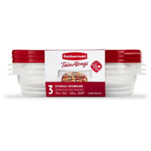 Rubbermaid Take Alongs Containers  Lids Divided Rectangles With Quik Clik Seal Cups - 3 Count
