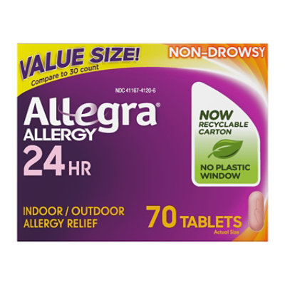 Allegra Adult 24HR Non-Drowsy Antihistamine Allergy Tablets - 70 Count