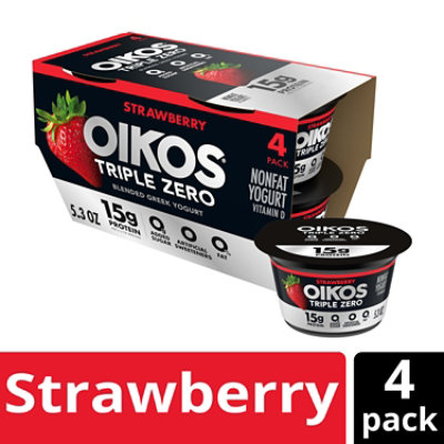 Oikos Triple Zero Strawberry Greek Yogurt - 4-5.3 Oz