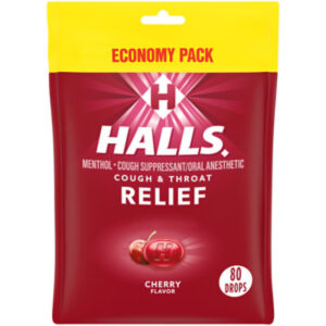 HALLS Cough Suppressant Drops Triple Soothing Action Cherry - 80 Count