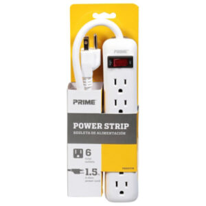 Prime Power Strip White 6 Outlet - Each