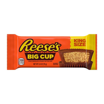 Reeses Big Cup Milk Chocolate King Size Peanut Butter Cups Candy Pack - 2.8 Oz