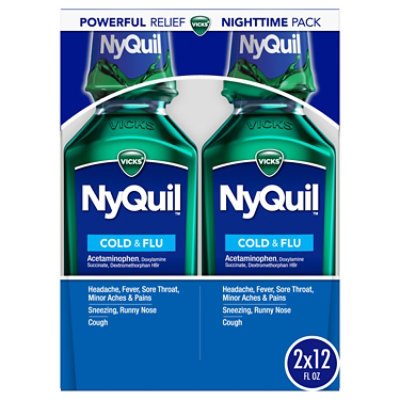 Vicks NyQuil Cold & Flu Medicine Nighttime Relief Liquid Original - 2-12 Fl. Oz.