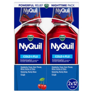 Vicks NyQuil Cold & Flu Medicine Nighttime Relief Liquid Cherry - 2-12 Fl. Oz.