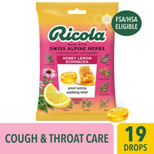Ricola Throat Drops Cough Suppressant Honey Lemon With Echinacea - 19 Count