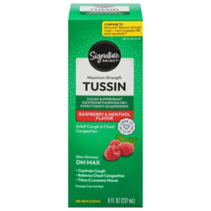 Signature Select/Care Tussin Cough Suppressant Non Drowsy DM Max Ages 12 & Over Raspberry - 8 Fl. Oz.
