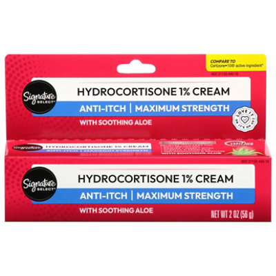 Signature Select/Care Cream Anti Itch Hydrocortisone 1% With Healing Aloe Maximum Strength - 2 Oz