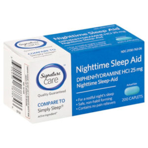 Signature Select/Care Nighttime Sleep Aid Diphenhydramine HCl 25mg Caplet - 200 Count