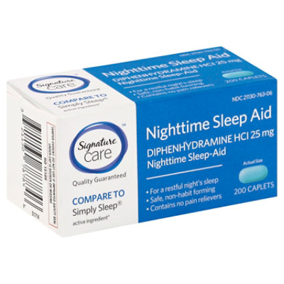 Signature Select/Care Nighttime Sleep Aid Diphenhydramine HCl 25mg Caplet - 200 Count