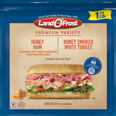 Land O Frost Sub Sandwich Kit Honey Ham & Honey Smoked White Turkey - 20 Oz