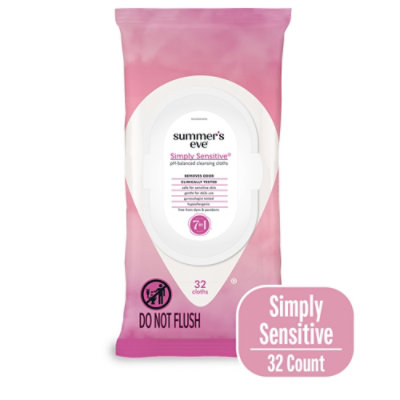Summers Eve Cleansing Cloths for Sensitive Skin Simply Sensitive - 32 Count