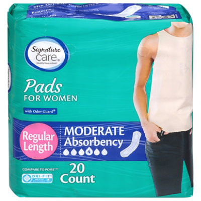 Signature Select/Care Moderate Absorbency Regular Length Pads For Women - 20 Count