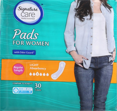 Signature Select/Care Ultra Thin Light Absorbency Bladder Control Pads For Women - 30 Count