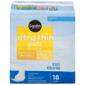 Signature Select/Care Ultra Thin Regular Absorbency With Flexi Wings Pads - 18 Count