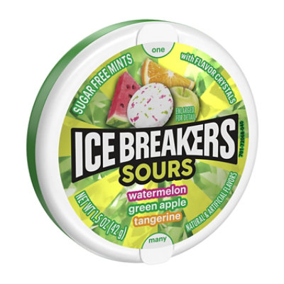 Ice Breakers Sours Assorted Fruit Flavored Sugar Free Mints Tin - 1.5 Oz