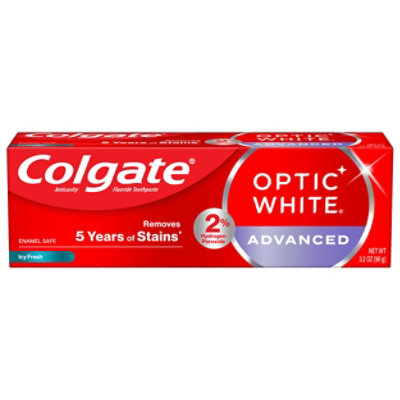 Colgate Optic White Advanced Teeth Whitening Toothpaste Icy Fresh - 3.2 Oz