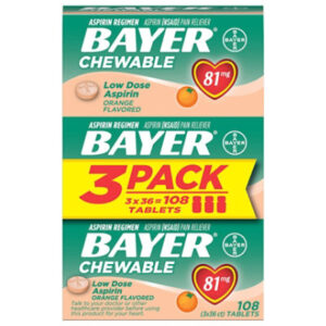 Bayer Aspirin Chewable Tablets Orange 81 mg - 108 Count