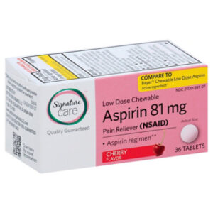 Signature Select/Care Aspirin Pain Reliever 81mg NSAID Cherry Flavor Low Dose Chewable Tablet - 36 Count