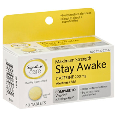 Signature Select/Care Stay Awake Tablet Caffeine 200mg Alertness Aid Maximum Strength - 40 Count