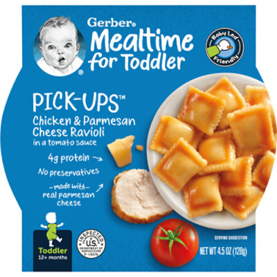 Gerber Pick Ups Chicken and Parmesan Cheese Ravioli in Tomato Sauce Toddler Meals Tray - 4.5 Oz