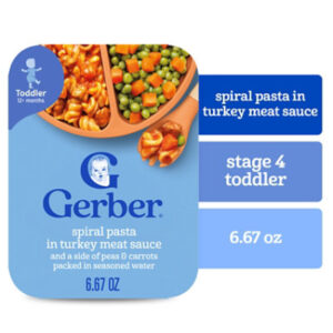 Gerber Spiral Pasta in Turkey Meat Sauce with Green and Yellow Beans Toddler Food Tray - 6.67 Oz