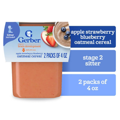 Gerber 2nd Foods Apple Strawberry Blueberry With Mixed Cereal Baby Food Tub - 2-4 Oz