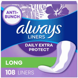 Always Anti Bunch Xtra Protection Long Absorbency Unscented Daily Liners - 108 Count