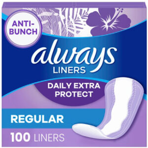 Always Anti Bunch Xtra Protection Regular Unscented Daily Liners - 100 Count