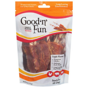 Good ??Fun Triple Flavor Wings Rawhide For Dogs Bag - 4 Oz