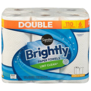 Signature SELECT Paper Towels Brightly Lint-Free Shine Big Roll 2 Ply Wrap - 6 Count
