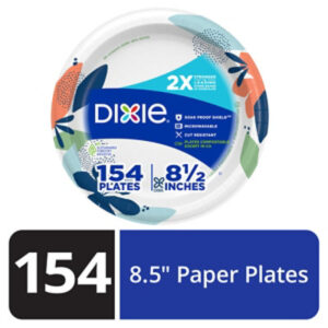 Dixie Everyday Paper Plates Printed 8 1/2 Inch - 154 Count